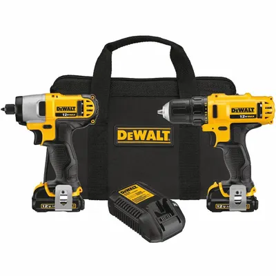 DEWALT Cordless Tool Combination Kit: 2 Tools, Drill/Impact Driver, 12 V DC Volt - DEWALT 12V Cordless Tool Combination Kits