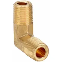 This 90° elbow is a threaded high-pressure pipe fitting for potable water systems. It connects two male NPT threaded pipes at a right angle, commonly used in plumbing and industrial water lines where space constraints require a directional change. Maximum operating pressure: 1,000 psi