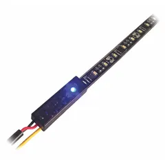 This flat, white LED strip light from MAXXIMA operates on 12.8V DC and delivers up to 640 lumens. It features blunt cut leads for electrical connection and a surface mount style. With an IP68 rating, it is suitable for dust and water ingress protection in industrial, marine, or outdoor task and accent lighting applications.