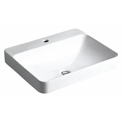 KOHLER Bathroom Sink: White, Vitreous China, 23 in Overall Lg, 18 1/8 in Overall Wd - Above Counter Mount Bathroom Sinks without Faucets