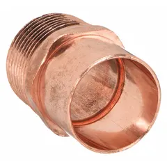 Wrot copper tube fitting with cup (solder) end for 1-1/2 in CTS copper tube and male NPT threaded end for 1-1/2 in pipe. Used to transition from soldered copper tubing to threaded connections in plumbing and HVAC systems.
