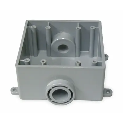 CANTEX Electrical Box: PVC, Rectangular, 2 Gangs, 1 in Hub Size, 36 cu in Capacity - PVC & Non-Metallic Weatherproof Electrical Boxes