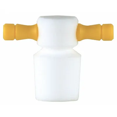 CHEMGLASS Stopper: PTFE, 27 Stopper Size, 1.25 in Overall Ht, Red/White, 0 Holes - Plastic Stoppers