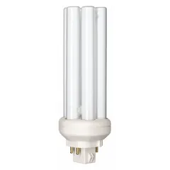 This 32W compact fluorescent lamp features a triple twin-tube design with a 4-pin GX24q-3 base. It produces 2,250 lumens at a color temperature of 4100K and is dimmable. Suitable for general lighting in commercial and industrial spaces such as offices, retail stores, and warehouses.