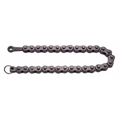 This steel replacement chain is designed for use with chain wrenches, providing a component for wrench maintenance or repair. It is compatible with ROTHENBERGER model 70247. Suitable for plumbing, pipe fitting, and industrial applications requiring a durable chain.