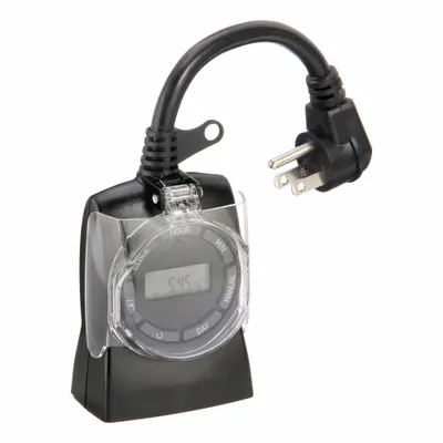 TORK Plug-In Timer: Digital, Outdoor, Not Astronomic, 24 hr Setting, 5-15R, 125V AC - Outdoor-Rated Digital Plug-In Timer Switches