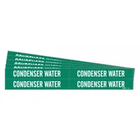 Pipe Marker: Condenser Water, Green, White, Fits 3/4 to 2 3/8 in Pipe O.D., 4 Pipe Markers, 5 PK (MPN 7067-4-PK)