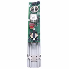 Battery-powered door alarm with a mortise cylinder and aluminum body. Produces an 85 dB horn sound when the door is opened. Suitable for use on emergency exit doors in commercial buildings to deter unauthorized use while allowing safe egress.