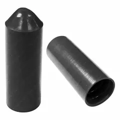 Heat shrink end caps for sealing and insulating cable ends, wire terminations, or conduit openings. Supplied in a pack of 25. Features a 3:1 shrink ratio, inner diameter of 2.17 inches before shrinking and 1 inch after shrinking. Operating temperature range from -55°C to 110°C.