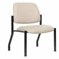 This guest and side chair features a black antimicrobial vinyl construction that helps inhibit microbial growth. The stationary design has no casters or glides, making it suitable for waiting areas, conference rooms, and reception spaces where hygiene is a priority