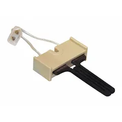 This oil burner ignitor generates the high-voltage spark required to ignite the oil-air mixture in oil-fired heating systems. It is used as a replacement component in residential and light commercial furnaces and boilers.