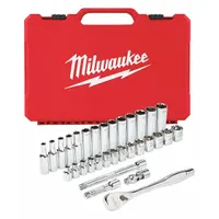 MILWAUKEE Socket Wrench Set: 3/8 in Drive, 32 Piece, 6-Point, Metric, 6 mm to 19 mm (MPN 48-22-9508)