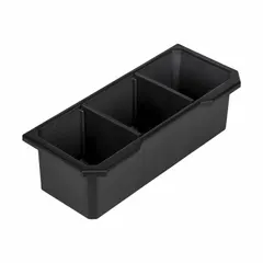Gray plastic tool bin designed for use with MODbox tool boxes. Measures 5-5/8 in W x 4-3/16 in H x 13-5/16 in L and includes 2 dividers for organizing small tools, parts, and accessories.