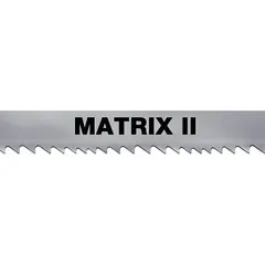 Bi-metal general purpose metal cutting blade with Matrix II construction. Designed for cutting aluminum, carbon steel, and structural steel. Length 7 ft 5-1/2 in with 8/12 tooth pitch. Suitable for use in band saw machines for fabrication and metalworking tasks.