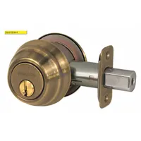 MASTER LOCK Deadbolt Lock: Cylindrical, 1 3/8 in Door Thick - Max, Brass (MPN DSH0705KA4S)