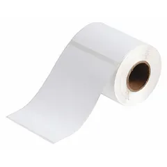 Acrylic, permanent adhesive label roll with inkjet print-receptive material. Contains 200 labels measuring 6 3/32 in x 4 1/8 in. Compatible with J2000 printer series. Used for on-demand industrial identification and asset tracking.