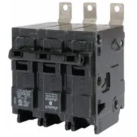 Three-pole miniature circuit breaker rated 45 A at 240V AC, with standard trip characteristics and a maximum interrupting rating of 65kA at 240V AC. Designed for bolt-on installation in P1 panelboards, it provides overcurrent protection in three-phase electrical distribution systems