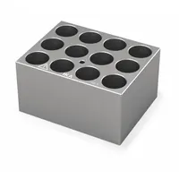 IKA Dry Block: Anodized Aluminum, 3 3/4 in Overall Wd, 3 in Overall Lg, 12 Wells, 19 1/8 mm Well Dia (MPN 4469400)
