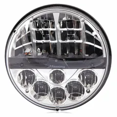 This MAXXIMA LED headlight provides high and low beam operation with a round, surface-mount bracket design. It features an H4 connector and is intended for use in heavy-duty trucks, trailers, and off-road vehicles requiring a non-heated, low beam LED headlight.