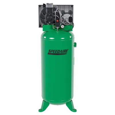 SPEEDAIRE Electric Air Compressor: 3.7 hp, 1 Stage, Vertical, 60 gal, 8.1 cfm, 175 psi - Splash Lubricated Stationary Electric Air Compressors
