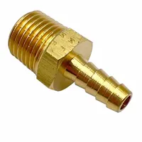 LEGRIS Barbed Fitting Adapter: 6 mm Pipe x 4 mm ID Size, BSPT x BSPT, Brass, Rigid, Std Barb (MPN 0136 06 13)