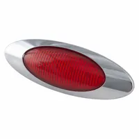 Red LED oval clearance light with screw mount and male bullet connector. SAE P2 rated for use as a rear or side marker on trucks, trailers, and heavy equipment to indicate vehicle width and height