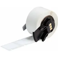 Precut label roll made of cryogenic autoclavable polyester, sized 3/4 in x 29/32 in. Designed for use with M610 printer series and M61-R4310 ribbon. Suitable for labeling in environments requiring resistance to extreme cold and steam sterilization, such as laboratory and industrial settings