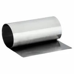 Plain steel shim stock roll, 6 inches wide and 100 inches long, with a thickness of 0.001 inch. Width tolerance is +/-0.005 inch, length tolerance is +3.000/-0.250 inch, and thickness tolerance is +/-10%. Used for filling gaps, aligning components, and adjusting tolerances in machinery and tooling assemblies.