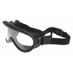 PAULSON 510-WEB safety goggles are designed for structural firefighting and industrial eye protection. They feature a clear lens with indirect venting to reduce fogging and shield against debris, smoke, and chemical splashes. The elastic band ensures a secure fit during demanding tasks.