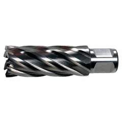 This high-speed steel annular cutter is designed for general cutting applications, producing clean, precise holes in metal. With a 3-inch diameter and 4-inch maximum cutting depth, it is suitable for tasks such as structural steel fabrication and heavy equipment maintenance. The bright finish and Weldon Flat shank ensure compatibility with standard magnetic drill presses.