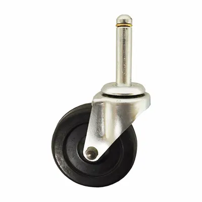 ALCO Stem Caster: Swivel, No Brake, Stem, Silver, Basic American - Casters for Healthcare Beds