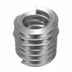 Free-running tangless helical insert for thread repair or reinforcement in metal substrates. Features 1/4"-20 coarse thread, right-hand direction, plain finish, and 18-8 material with tensile strength of 200,000 to 250,000 psi. Supplied in a 1,000-piece pack.