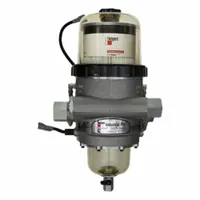 Aluminum fuel filter housing, 20 in length, includes mounting bracket. Compatible with FS53015 fuel filter. Used in diesel fuel systems to house filters for contaminant removal