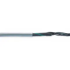 This unshielded continuous flexing exposed run tray cable features 7 conductors of 14 AWG. It is suited for applications requiring repeated bending and movement, such as in cable carriers and moving machinery. The cable has a minimum bend radius factor of 5 x OD for fixed installations and 7.5 x OD for flexible applications.