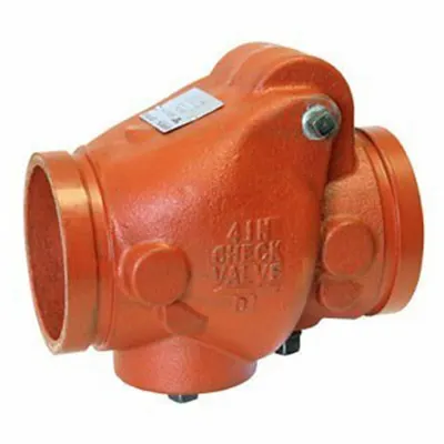 GRUVLOK Check Valve: Swing, Inline Valve Body, 4 in Pipe Size, Grooved End x Grooved End - Ductile Iron Inline Spring-Loaded Swing Check Valves