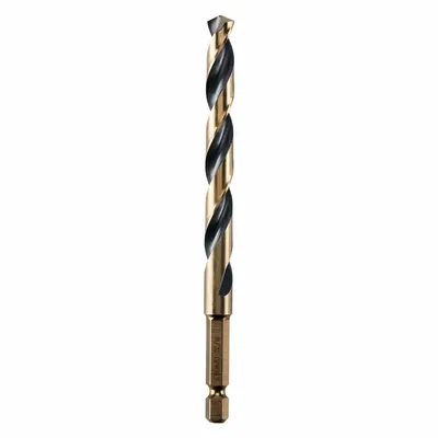 DEWALT Hex Shank Drill Bit: 11/32", 135° Split Point, Black & Gold HSS - Dewalt Impact Ready Drill Bits