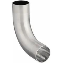 This 316L stainless steel 88° elbow is designed for 2 in OD tube-to-tube weld connections in sanitary processing lines. It meets ASME BPE standards and is available with 20 RA or 32 RA surface finishes. Typical applications include hygienic piping systems in industries requiring cleanability and corrosion resistance.