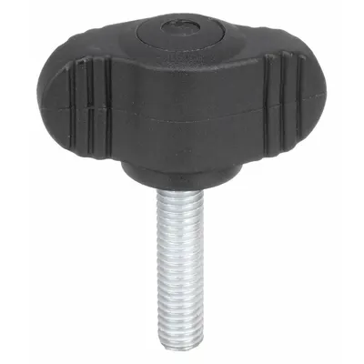 KIPP Wing Knob with Threaded Stud, Plastic/Steel, 5/16"-18 x 40 mm, 28 mm Dia - Wing Knobs with Threaded Stud