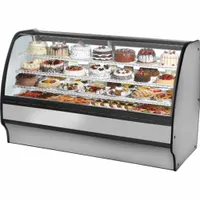 TRUE REFRIGERATION Refrigerated Merchandiser: 49 1/8 in x 77 1/4 in x 39 in, Silver, Curved Glass (MPN TGM-R-77-SC/SC-S-W)