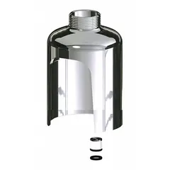 This escutcheon base kit is made of brass with a chrome finish. It serves as a mounting base for faucets, providing a finished appearance around the faucet base. Suitable for use in commercial or industrial settings where a chrome-finished brass escutcheon is required.
