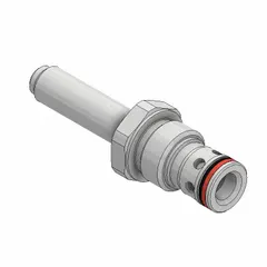 Steel screw-in solenoid cartridge valve with polyurethane seal. Two-position, normally closed, two-way, electrically operated. Uses C12-2 coil. Suitable for on/off flow control in hydraulic systems.