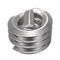 Free-running helical insert with tanged tang for easy installation and removal. #10-24 thread size, right-hand coarse thread, plain finish. Used to repair or reinforce threads in metal components, restoring stripped threads or strengthening soft materials. Supplied in a 100-piece pack.