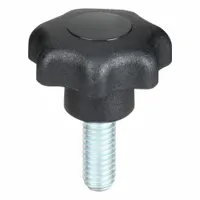 KIPP Hand Knob: 7 Point, Plastic w/ Steel Thread, M6 Thread, 15 mm Thread Lg, 25 mm Dia (MPN K0155.11041)
