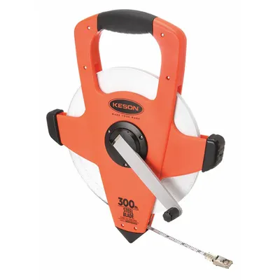 KESON Long Tape Measure: Assisted, NRS10300H, SAE/Engineers Scale, 300 ft, 1/100 ft - Open-Reel Long Tape Measures