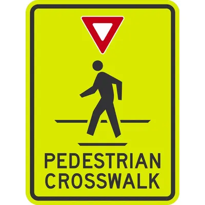 LYLE Traffic Sign: 18 in x 24 in Nominal Sign Size, 18 in x 24 in Nominal Sign Size (W x H) - Pedestrian Crossing Signs