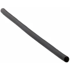 Black food-grade heat shrink tubing with 0.25 in inner diameter before shrinking and 6 in length. Supplied in a 5-piece pack. Suitable for insulating and protecting electrical connections in food processing environments where tubing may contact food or beverages.