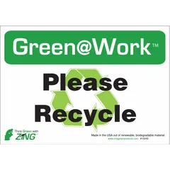 Non-retroreflective adhesive signs for indoor recycling reminders. Sold in packs of 5, these plastic signs mount via adhesive backing and are not glow-in-the-dark. Suitable for placement on walls, doors, or other smooth surfaces to encourage recycling in workplaces and public areas.