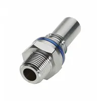This chrome-plated brass quick-disconnect coupling features a Cool Blue finish and a straight configuration with a 3/8 in pipe size. It connects via a quick-disconnect coupler on one end and NPT threads on the other, enabling tool-free connection and disconnection in pneumatic, hydraulic, and coolant systems