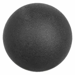 Plastic ball knob with self-threading design for manual adjustment and clamping on machinery, jigs, and fixtures. Cuts threads into plastic or soft metal for quick installation without a nut. Diameter 1.38 in, thread size 5/16", accommodates 1/4", 5/16", M6, and M8 threads.