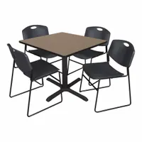 CAIN Cafe/Breakroom Table: Laminate, Oak, 29 in Overall Ht - Max, 36 in Overall Wd, 36 in Overall Dp (MPN TB3636NO44BK)